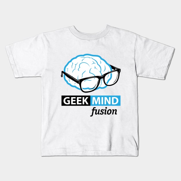 Geek Mind Fusion Brain Logo v 2.0 Kids T-Shirt by GeekMindFusion